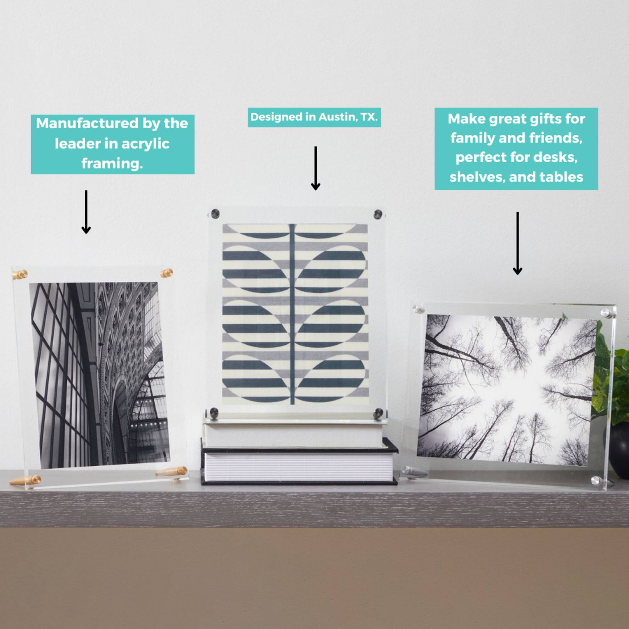 Wexel Art Clear Acrylic Tabletop Floating Picture Frame with Silver Hardware